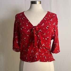 RUE21 | Red ditsy floral top with peekaboo bow
